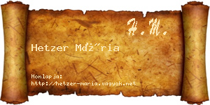 Hetzer Mária névjegykártya